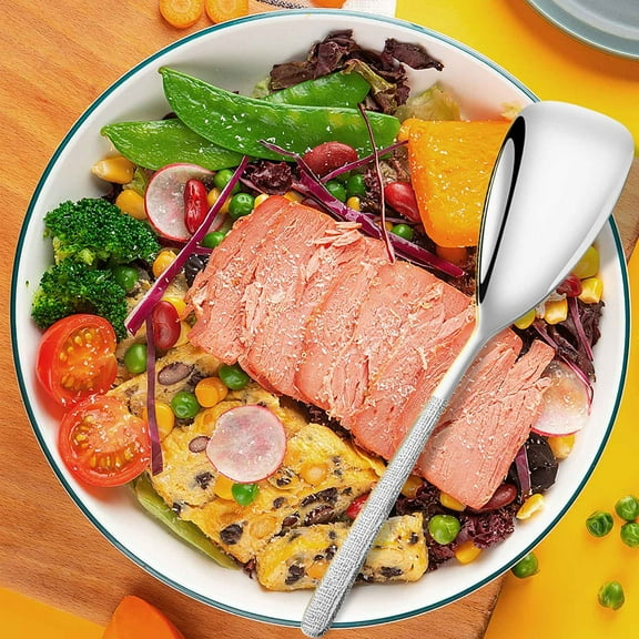 Stainless Steel Serving Spoon with Ergonomic Handle, Heavy Duty Restaurant Portioning and Mixing Spoon for Home Kitchen and Catering