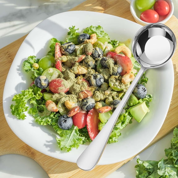 Stainless Steel Serving Spoons, Round Head Mirror Finish - Soup, round headRice, Tea, Milk, Coffee, Dessert & Ice Cream Spoons(Silver)