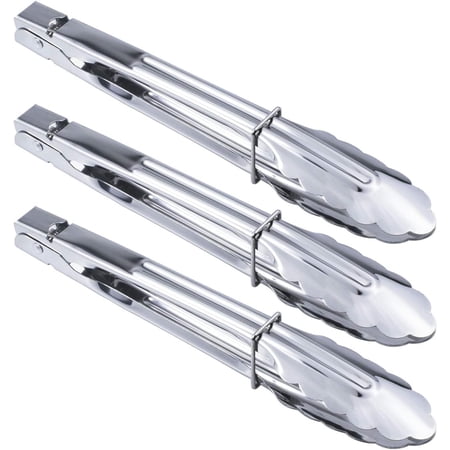 Stainless Steel Serving Tongs Metal Cooking Tongs (9-Inch 3 count)