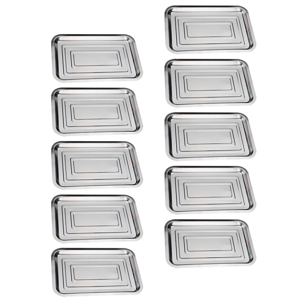 Stainless Steel Serving Tray Outdoor Baking Plate Metal Container Bandejas Para Comida Steaming Dish Banquet 10 Pcs