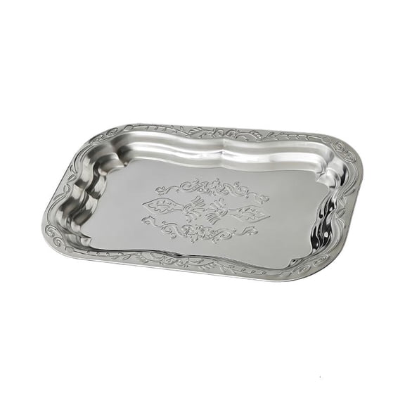 Stainless Steel Serving Tray Platters With Floral Embossing Party Supplies