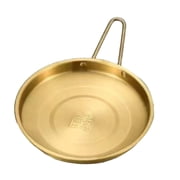 Stainless Steel Serving Tray Steak Plate Steak Tray Tableware Dessert Food Cake Tray Decorative Serving Plate for Bar Camping Gold 24cm