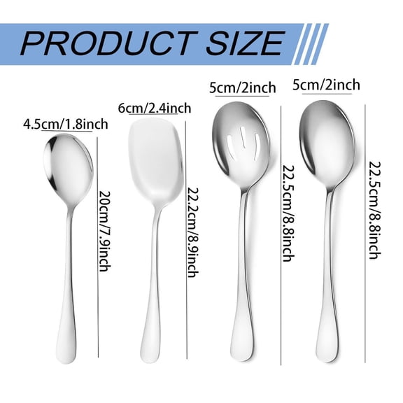 Stainless Steel Serving Utensils Set, Buffet Spoons Slotted Spoon Tongs