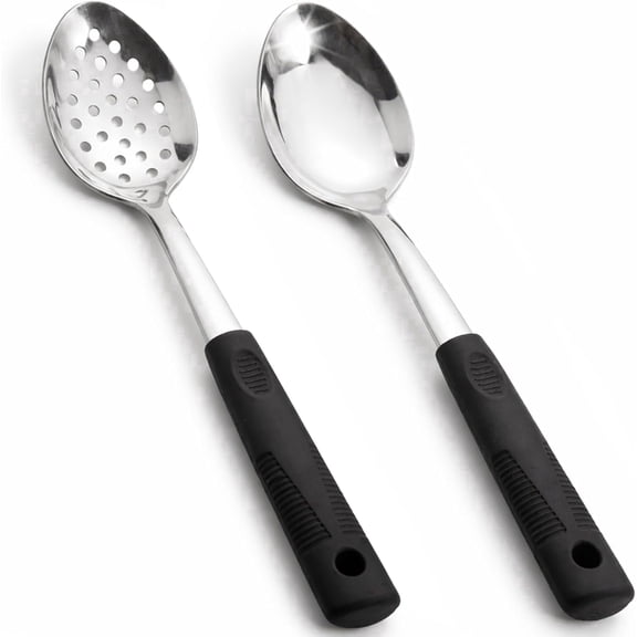 Stainless Steel Serving spoons set with Slotted Spoon.Serving Spoon and Perforated Spoon, kitchen cooking serving utensils set cooking spoon