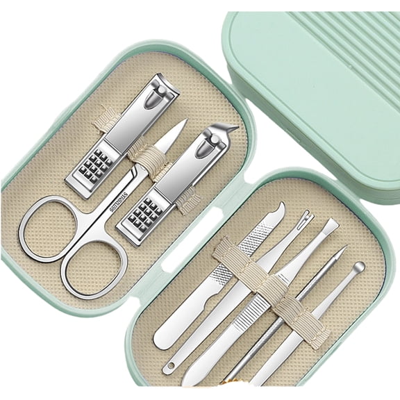 Stainless Steel Set with Travel Case - Manicure Tools for Home, Family & On-the-Go Grooming
