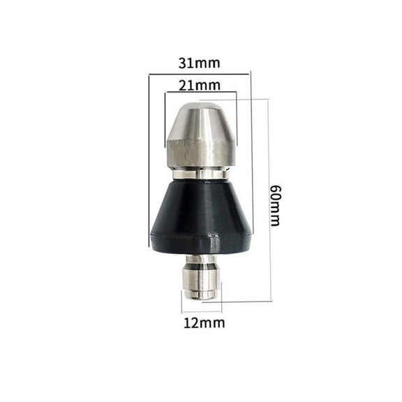 Stainless Steel Sewer Jetter Nozzle 5000 PSI for 1/4 Inch Pressure Washer, High Pressure Drain Cleaning Tool for Pipe Clogs Roots Debris Removal, Silver Black(small)