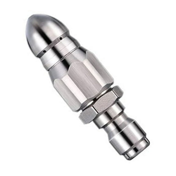 Stainless Steel Sewer Jetter Nozzle Set, Pressure Washer Drain Cleaning Attachment With One Forward And Six Rear Jets, 5000 PSI 1/4 Inch