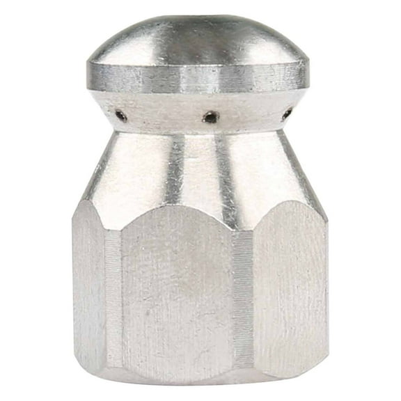 Stainless Steel Sewer Nozzle, High Pressure Washer Sprayer Pipe with 1/4" Plug for Unclogging Drains, 1 Front & 6 Rear Jets, 5000 PSI, 1-Pack