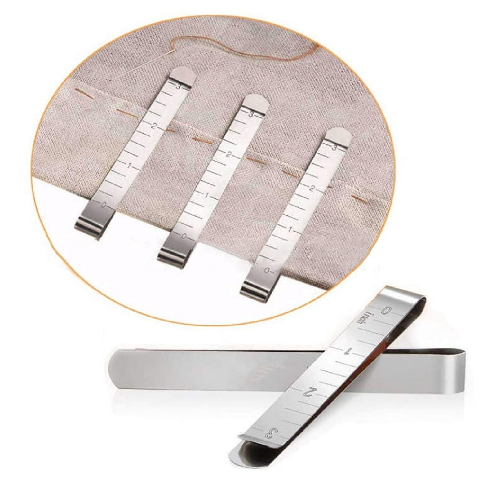 Stainless Steel Sewing Clip Cloth Ruler Hemming Clips Hem Maker Ruler Stainless Steel Color 107x12x6mm