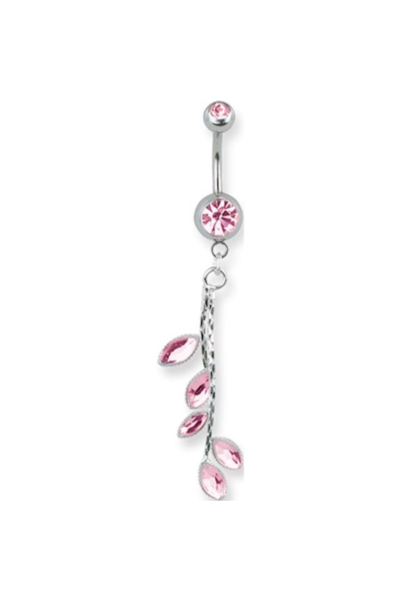 Stainless Steel Sgss Curv Shaft W Fancy Gem Charm & Dangle 14G (1.629Mm) 11Mm Long 5Mm 8M - Jbsp