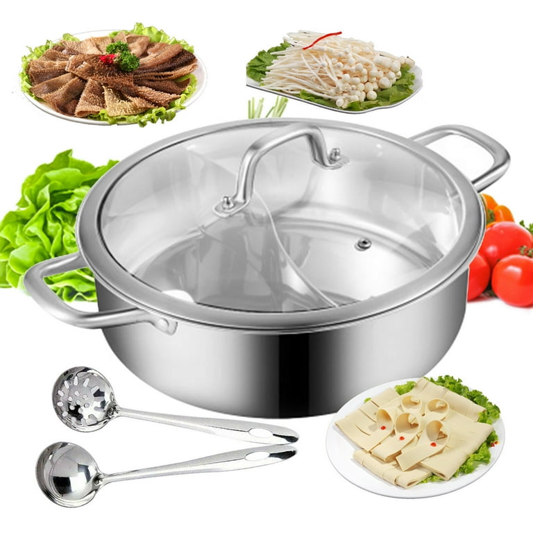 Stainless Steel Shabu Shabu Hot Pot Pot with Divider for Induction Cooktop  Gas S