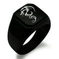 thumbnail image 1 of Stainless Steel Shadow Dragon Engraved Square Flat Top Biker Style Polished Ring, 1 of 1