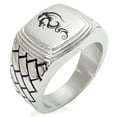 thumbnail image 1 of Stainless Steel Shadow Dragon Geometric Pattern Step-Down Biker Style Polished Ring, 1 of 1