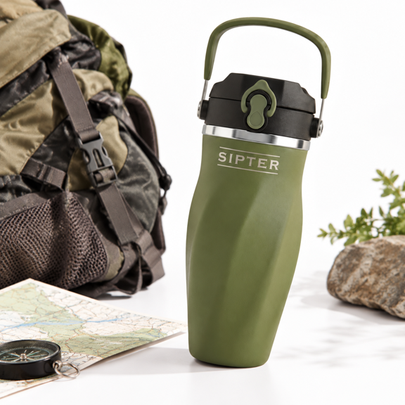 Stainless Steel Shaker Bottle for Protein Mixes, Smoothies, Leak-Proof, Iron Sage