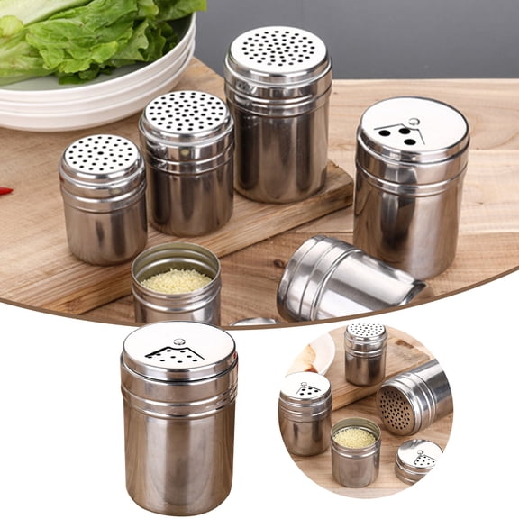 Stainless Steel Shaker Dredge With Adjustable Pour Holes For Storage Container Pepper Shakers, 3.94x2.6 inch, Silver