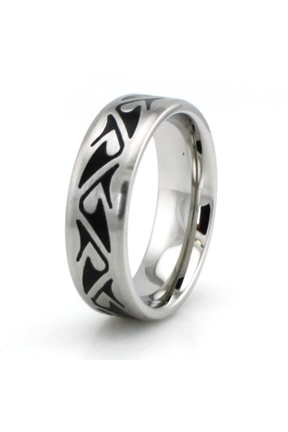 Stainless Steel Shark Fin Style Wedding Band Ring