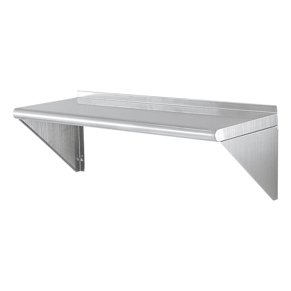 Stainless Steel Shelf 12x36", Wall Mounted Floating Shelves, 250lbs Capacity, Heavy Duty Storage Rack for Kitchen, Restaurant, Bar, Hotel
