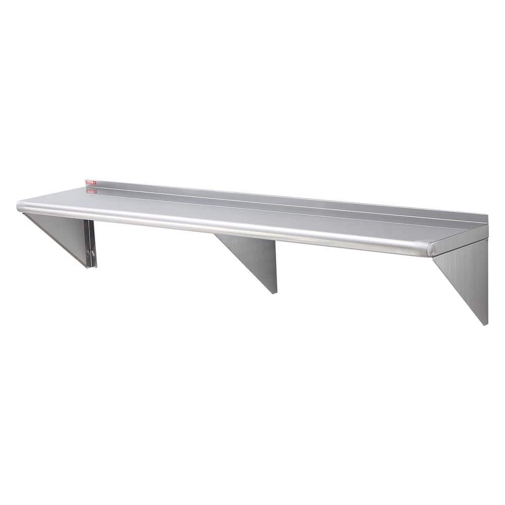 Stainless Steel Shelf 14 in. x 48 in. Wall Mounted Floating Shelving