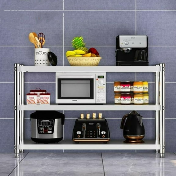 Stainless Steel Shelf 3-Tier Storage Shelving Overshelf Prep & Work Table 31 * 31 * 15Inch Storage Shelving Unit 110LB Total Capacity Heavy Duty Storage Rack Shelving for Kitchen Bathroom
