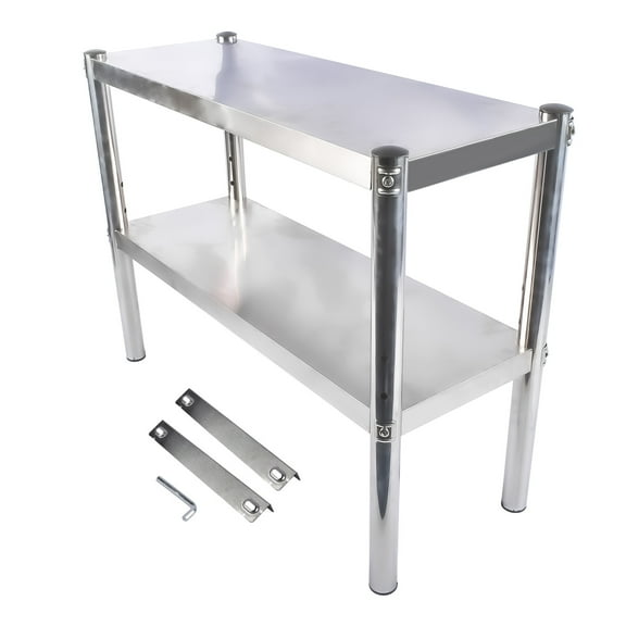 Stainless Steel Shelf 48'' x 11.8'' x 23.6'' Commercial Adjustable Double Shelf, Stainless Steel Overshelf for Prep & Work Table Restaurant Bar Utility Room Kitchen & Garage