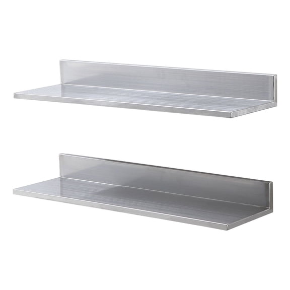 Stainless Steel Shelf 8.6"x30", Wall Mounted Floating Shelves with Backsplash - 44lbs Capacity - Restaurant Kitchen Storage Rack