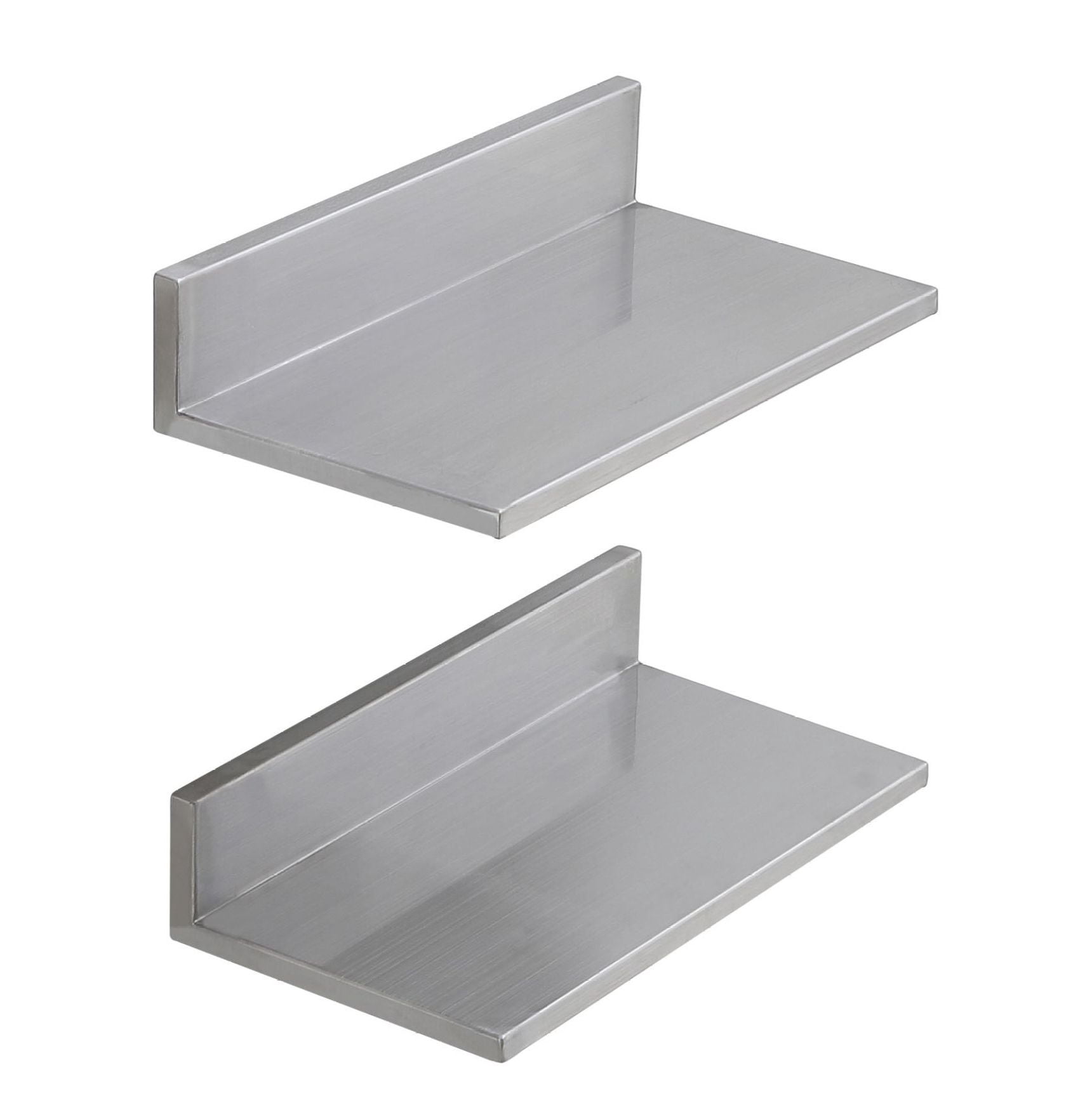 Stainless Steel Shelf 8.6x16 Inch, Wall Mounted Floating Shelves with Backsplash, 44lbs Capacity, Heavy Duty Storage for Kitchen, Restaurant, Bar, Hotel