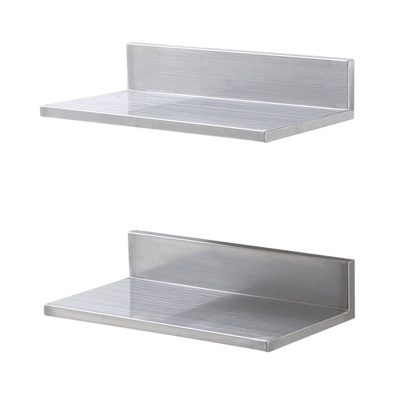 Stainless Steel Shelf 8.6x16", Wall Mounted Floating Shelves with Backsplash, 44lbs Capacity - Restaurant, Kitchen, Bar Storage Rack