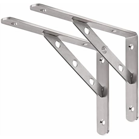 Stainless Steel Shelf Bracket 8", Heavy Duty Solid Shelf Support, Right Angle DIY L Bracket, Max Load: 220 lb, Pack of 2