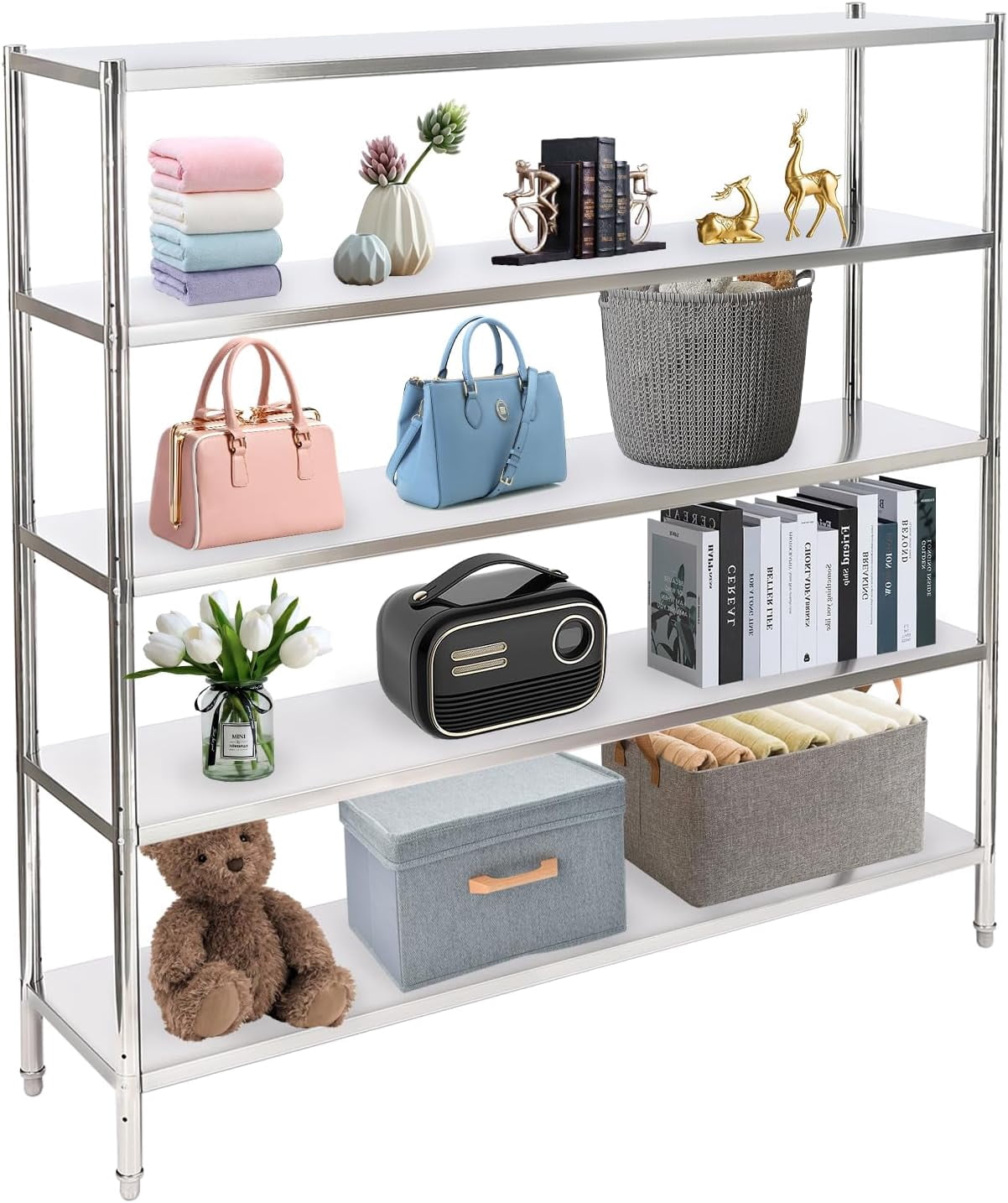 Metal Racking Pantry Stainless Steel Shelf Pantry Shelf Heavy Duty Kitchen Storage Rack ...