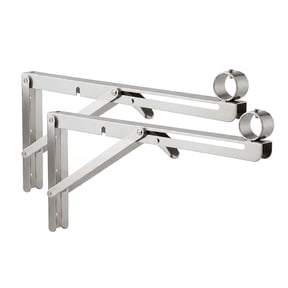 Stainless Steel Shelf Rod Brackets 19.7 Inch, Collapsible Wall Mounted Triangle Reinforced for 32mm Pole, Laundry Balcony Bathroom – Brushed Silver