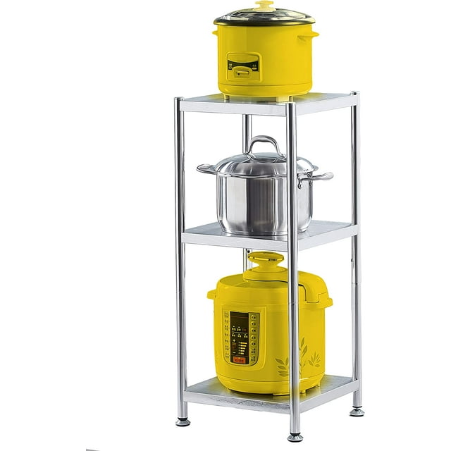 Stainless Steel Shelves 3 Tier Narrow Metal Shelf Corner Shelf Stand