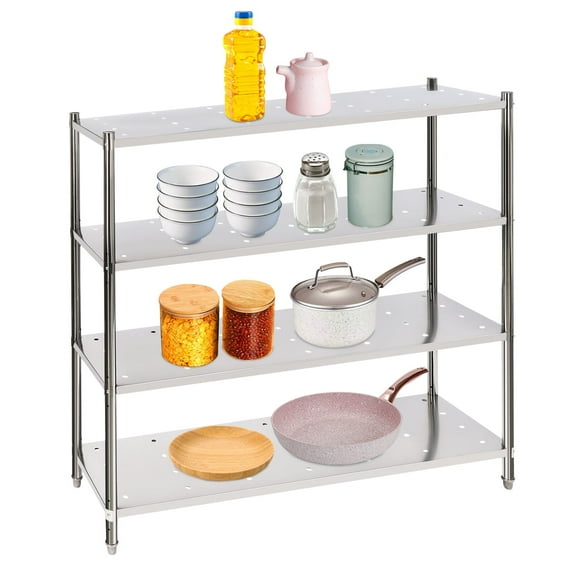 Stainless Steel Shelves, 4 Tier Freestanding Heavy Duty Storage Shelves for Kitchen Garage Office Restaurant Warehouse 58x18x58 in