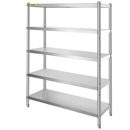 Stainless Steel Shelves 47.5x18 Inch 5 Tier Adjustable Shelf Storage Unit Stainless Steel Rack Shelving Heavy Duty Shelving for Kitchen Commercial Office Garage Storage 330lb Per Shelf