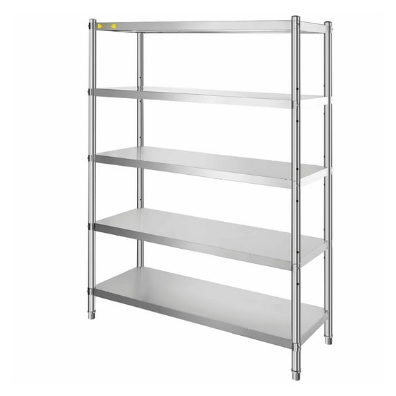 Stainless Steel Shelves 48x18.5 Inch 5-Tier Adjustable Rack - Heavy Duty 330lb Per Shelf - Kitchen, Garage, Office Storage