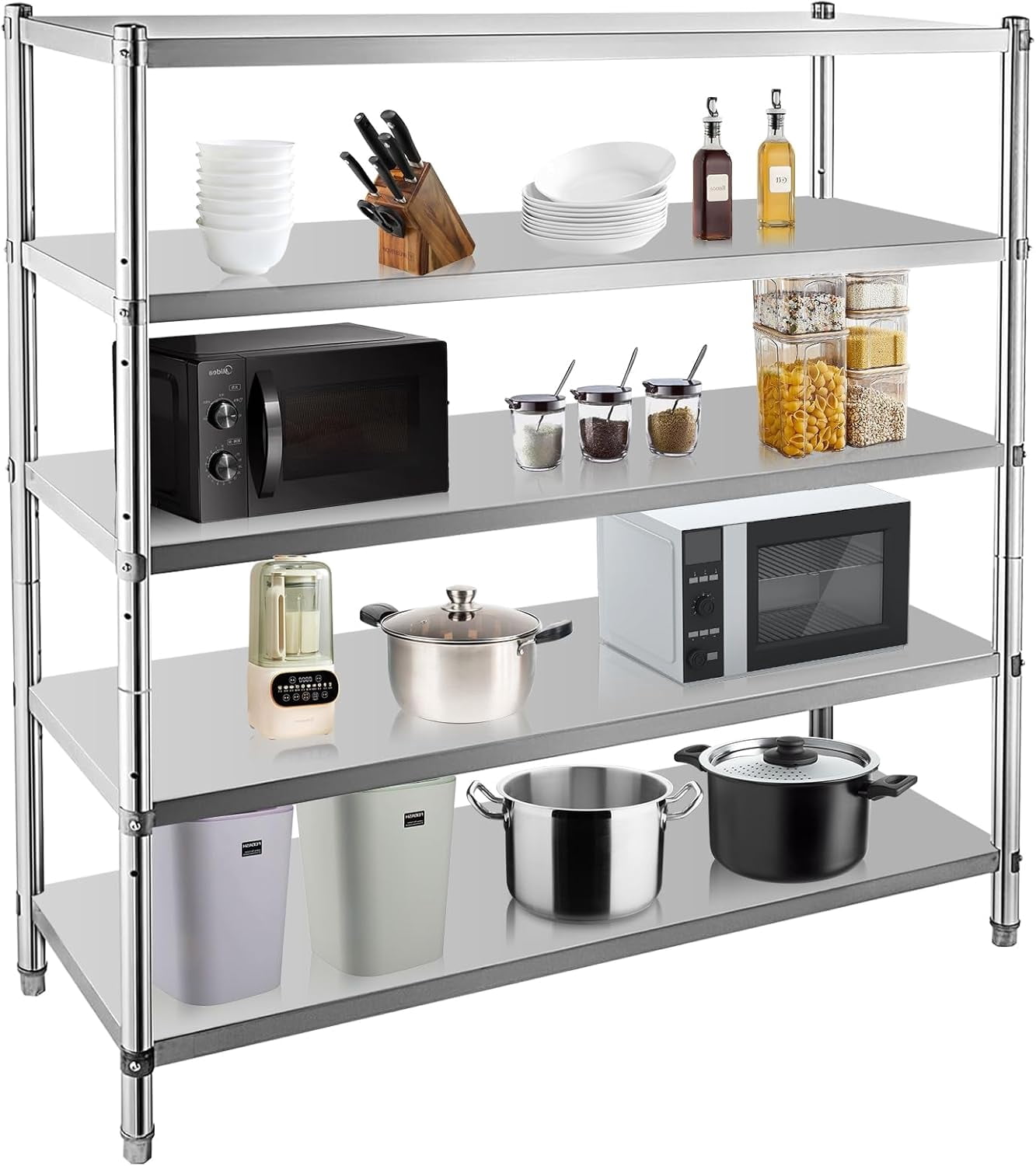Stainless Steel Shelves,48x19x72 in Storage Shelf 5-Tier Heavy Duty