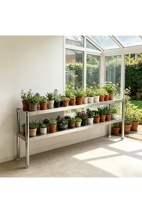 Stainless Steel Shelving, 2 Tier Adjustable Shelf Storage,Heavy Duty Shelving
