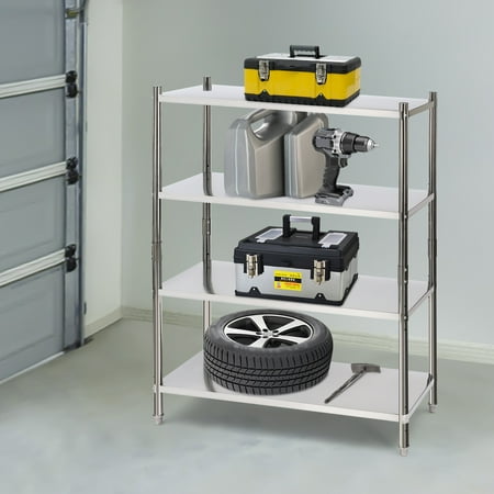 Stainless Steel Shelving 4 Tier Adjustable Shelf Storage Stainless Steel Heavy Duty Shelving Anti-slip 46.8*18.5*60in