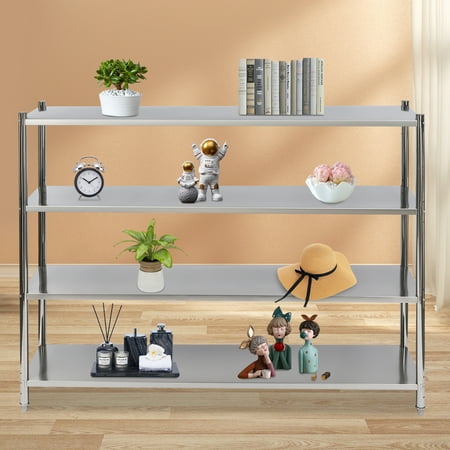 Stainless Steel Shelving, 4 Tier Adjustable Shelf Storage, Stainless Steel Heavy Duty Shelving