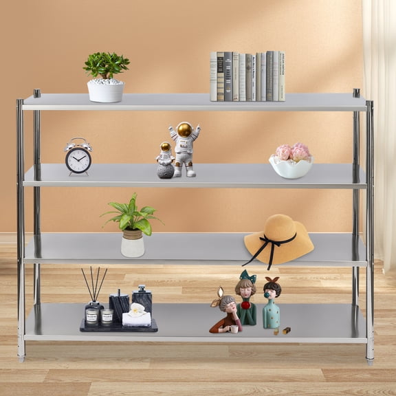 Stainless Steel Shelving, 4 Tier Adjustable Shelf Storage, Stainless Steel Heavy Duty Shelving