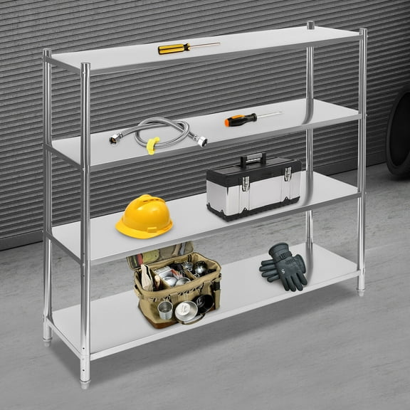 Stainless Steel Shelving, 4 Tier Adjustable Shelf Storage, Stainless Steel Heavy Duty Shelving
