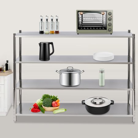 Stainless Steel Shelving, 4 Tier Adjustable Shelf Storage,Storage Assistant