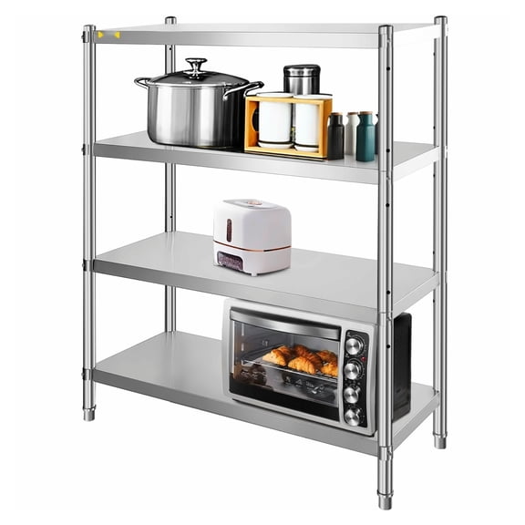 Stainless Steel Shelving 46.8x18.5 Inch 4-Tier Adjustable Heavy Duty Shelving Unit - 330lb Per Shelf, Kitchen Office Garage Storage