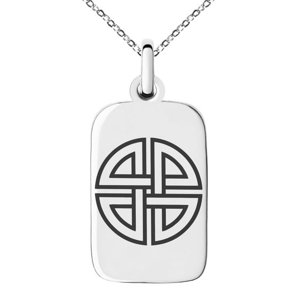 Stainless Steel Shield Knot Viking Norse Rune Engraved Small Rectangle Dog Tag Charm Pendant Necklace