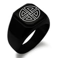 thumbnail image 1 of Tioneer Stainless Steel Shield Knot Viking Norse Rune Engraved Square Flat Top Biker Style Polished Signet Ring, 1 of 1