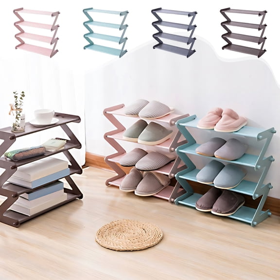 Stainless Steel Shoe Rack Organizer | Multi-Layer Nonwoven Storage Shelf for Entryway, Closet, Dorm | Space-Saving, Lightweight Aluminum Alloy | 48x46x18cm, Gray, Coffee, Light Blue, Pink