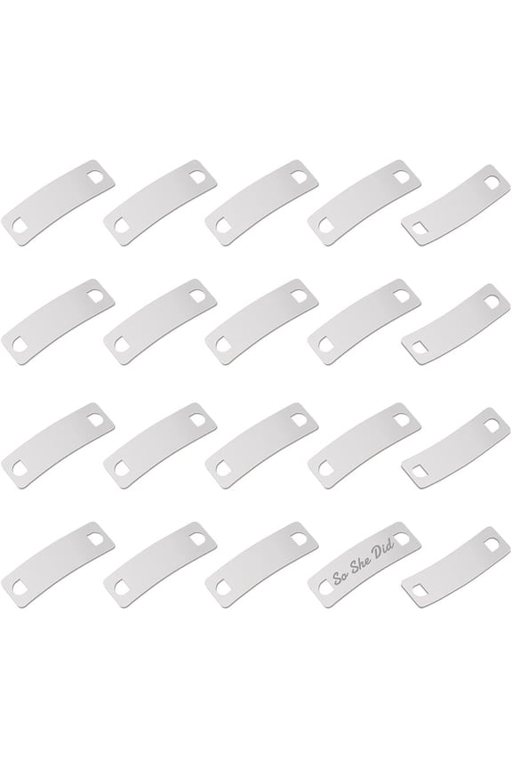 Stainless Steel Shoelace Charms Shoe Lace Tags Rectangle Detachable Shoelace Decorations Shoe Lace Blank Tags for DIY Women Sneakers Decorations