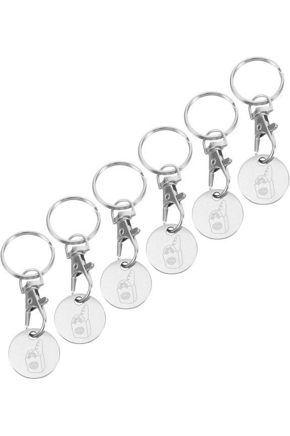 Stainless Steel Shopping Cart Token Keychain, Grocery Cart Keyring & Fake Coin Set, Portable Keychain Accessory for Women Men(RL 6 PCS)