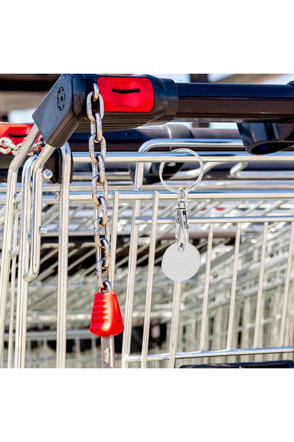 Stainless Steel Shopping Cart Token Keyring Key Fob with Polished Finish for Trolley Use