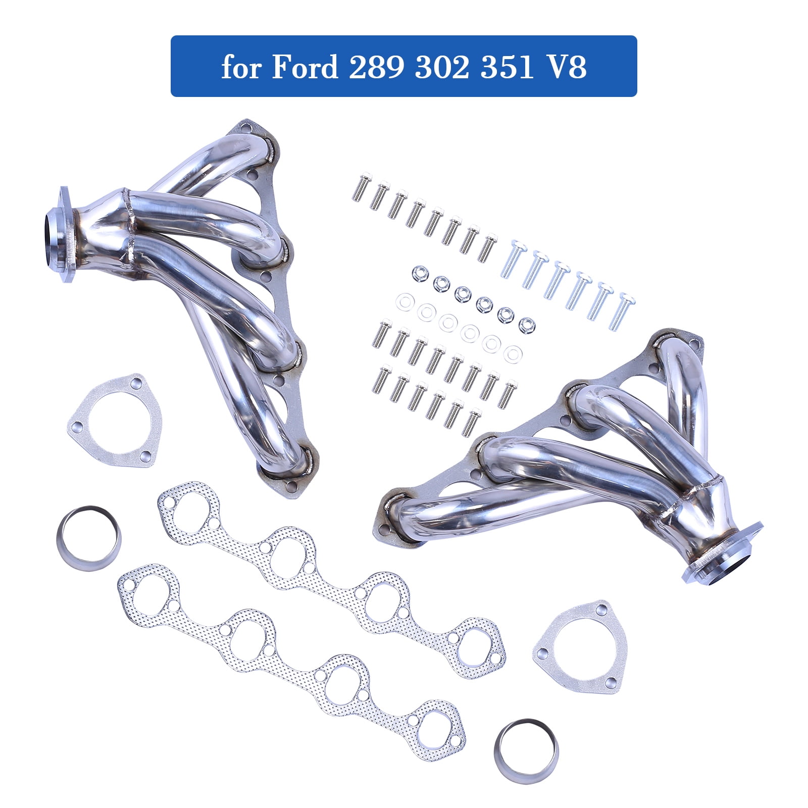 Stainless Steel Shorty Exhaust Manifold Header for SBC Ford 289 302 351 V8
