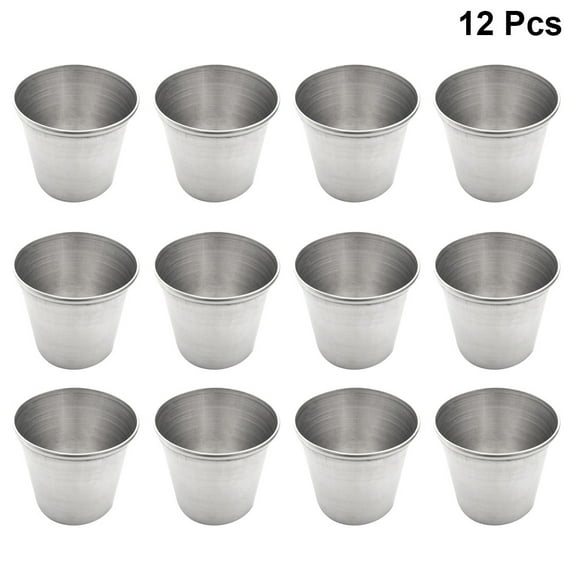 OUNONA 12pcs Stainless Steel Shot Glasses Portable Drinking Tumblers for Spirits Wine and Sauce (45ml)
